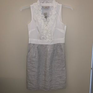 Loft white ruffle top dress